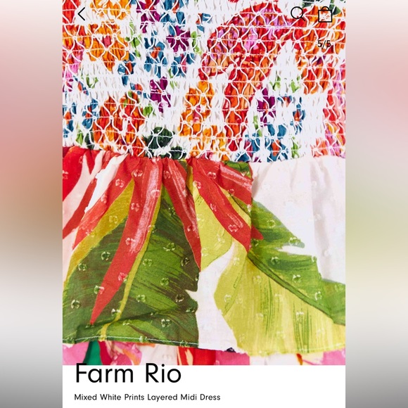 Farm Rio mixed white print layered dress NWT XS - Picture 5 of 5